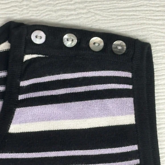 Massini Black and Lavender Purple Striped Tank Top Classy Modest - Picture 3 of 7